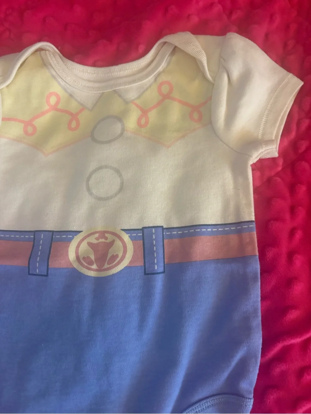 Baby Girl Blue and White Cowgirl Print One-Piece Bodysuit